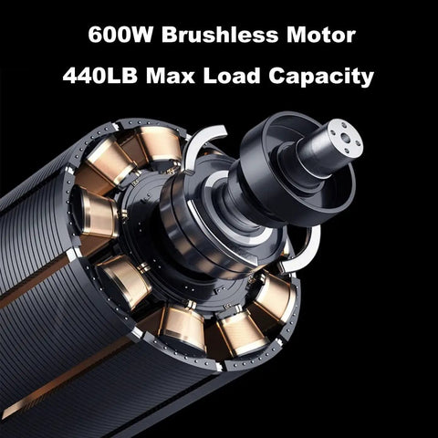 600W brushless motor for Super Heavy Duty Electric Stair Climber Cart With 440 LB Max Load Capacity, showcasing durability and power.
