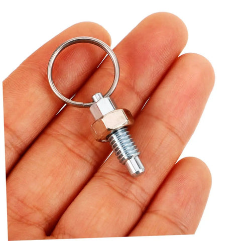Premium Stainless Steel Spring Plungers 4 Pack Pull Type Indexing Pins on hand showcasing the pull ring design and sturdy build.