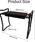 Foldable Garden Kneeler Seat 2 In 1 With EVA Foam Kneeling Pad And Tool Bag shown with dimensions and foldable design