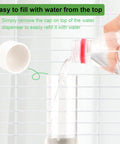 Gotta Have Cage Mounted Bird Water Bottle With Zero Drip Copper Needle Valve, easy refill from top shown, PVC material.