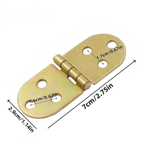 Embedded Flip Hinge Kit For Cabinets And Drawers, Four Piece No Fuss Kit With 180 Degree Opening in gold, dimensions shown