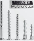Various sizes of Confirmat Screws M6.3 x 50mm 10 Pack Hex Socket Countersunk Self Tapping Wood Fasteners in zinc plated steel