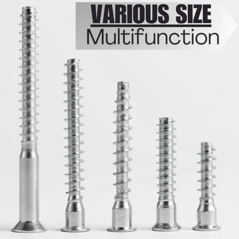 Various sizes of Confirmat Screws M6.3 x 50mm 10 Pack Hex Socket Countersunk Self Tapping Wood Fasteners in zinc plated steel
