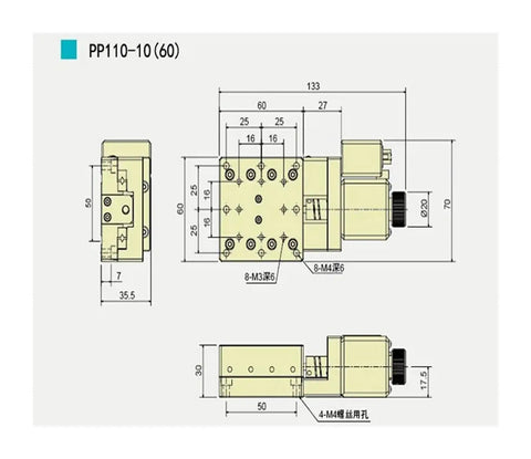 Motorized Linear Translation Stage Heavy Duty Electric Translating Platform With Slick Stepper Motor Driven Rail For Zero Hassle Motion Control Solutions dimensions and design schematic.