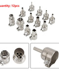 Heat Proof Nozzles Kit For 850 Hot Air Soldering Station 12 Piece Set With Round And Square Tips For Precise Rework Industrial Grade Steel
