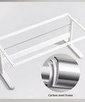 White carbon steel frame of Badass Height Adjustable Standing Desk With Manual Crank Drawer And Removable Bookshelf.
