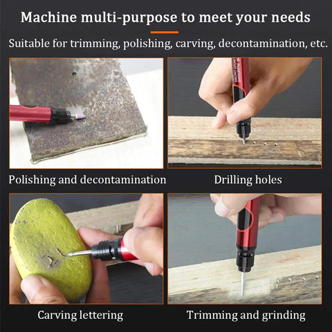 Air Powered Micro Die Grinder Set 65,000 RPM Pneumatic Pencil Grinder cleaning, drilling, carving, trimming demonstrations