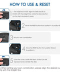 Instructions on setting 4 Digit Combo Key Safe Box Outdoor Waterproof Wall Mount Lock Box with illustrations of steps.
