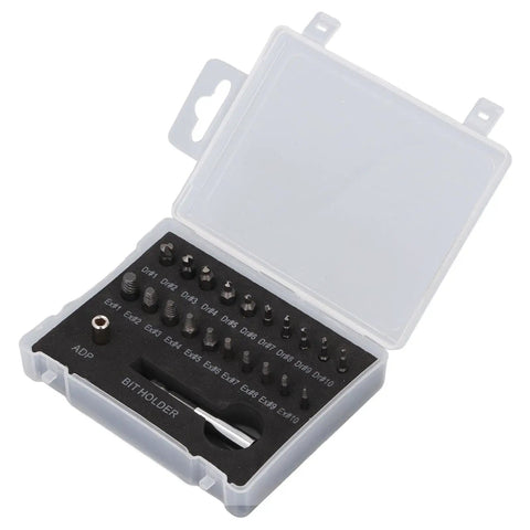 Get Your Hands On This 22-Piece Broken Bolt Remover Kit Made From Tough High-Speed Steel To Easily Extract Stuck Stripped Screws And Nuts With Built-In Drill Bit Holders For Serious Home And Auto Jobs., 22-piece HSS extractor set in plastic case, open view