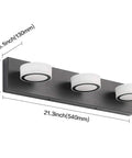 Led Vanity Light Fixture, Rotating Round Acrylic Design In Black Metal For bathroom, Modern Home Lighting, Easy Install, Model 9550-3