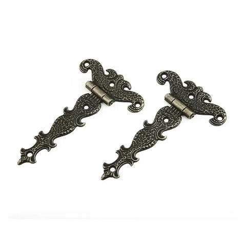 Two Pack Bronze Zinc Alloy Butt Hinges For Wooden Boxes And Small Cabinets, Decorative Home Office Hardware, top view