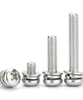 M3 Phillips Pan Head Machine Screws Kit 50 Sets Of 304 Stainless Steel Bolts With Washers and Gaskets Fully Threaded M3x40mm Precise
