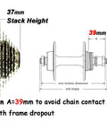 Diagram of Seven Speed E Bike Freewheel For Conversion And City Cruising With 11 28T And 11 34T Options, 37mm stack height.