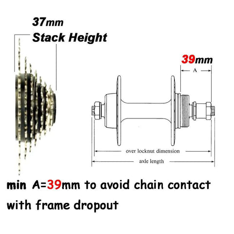 Diagram of Seven Speed E Bike Freewheel For Conversion And City Cruising With 11 28T And 11 34T Options, 37mm stack height.