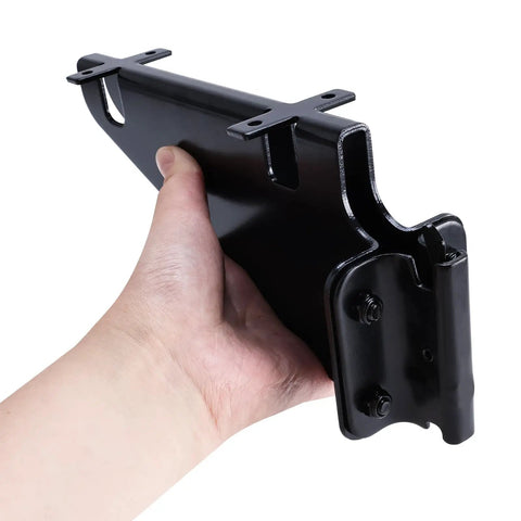 Holding a heavy duty 4 Pack E Track Fixed Shelf Bracket with black rust-resistant finish and adjustable width for E track or X track rails.