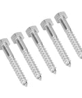Five Beefy Half Thread Hex Lag Screws Self Tapping Wood Screws In A2-70 Stainless Steel For Carpentry And Wooden Structures, M8x60mm.