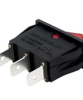 Side view of Lighted Rocker Switch On Off 16A 125V SPST Snap In 3 Prong for range hoods and appliances, showing terminals.