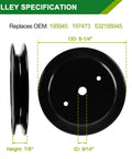 46 Inch Mower Deck Rebuild Kit Go To Husqvarna Models 2246LS 2346XLS pulleys with OEM numbers 195945 dimensions shown