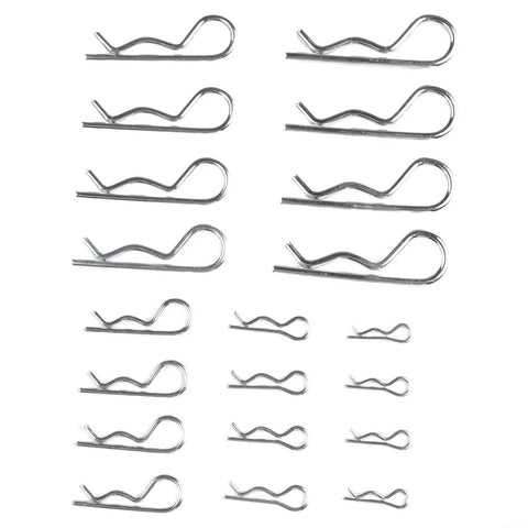 Cotter Pin Assortment Kit With 100 Pieces Of Galvanized Carbon Steel Hitch Pins and Tractor Clips on white background.