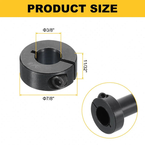Beefy 16 Pack 3/8 Inch Bore Split Shaft Collar Clamp With 7/8 Inch Outside Diameter And 11/32 Inch Thick Black Oxide Steel Set Screw Lock
