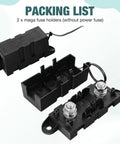Heavy Duty Mega Fuse Holder Pack Of 2 With Secure Cover For Cars Trucks And Vans Top Shelf kit showing dual holders with secure fittings.