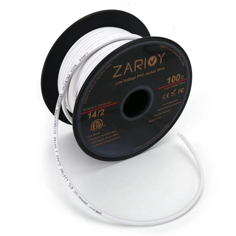 100 Feet 14 Gauge 2 Conductor Red Black Speaker Wire With Fire Resistant White Jacket CL2 Rated on spool