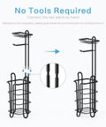 Black Free Standing Toilet Paper Holder With Shelf 2 Pack Dope Bathroom Storage Stand Holds One Roll On Arm And Two To Three Extra Rolls On Vertical Spindle