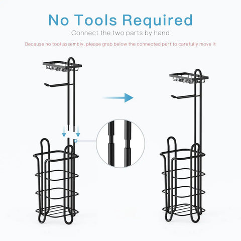 Black Free Standing Toilet Paper Holder With Shelf 2 Pack Dope Bathroom Storage Stand Holds One Roll On Arm And Two To Three Extra Rolls On Vertical Spindle