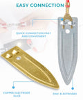 Copper and zinc electrode slices from Fruit Battery Science Kit With Instruction Guide For Hands On STEM Learning Potato Science Project.
