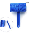 4in blue fake wood grain roller from the 4 Piece Fake Wood Grain Roller Set for DIY wall art and furniture refinishing.