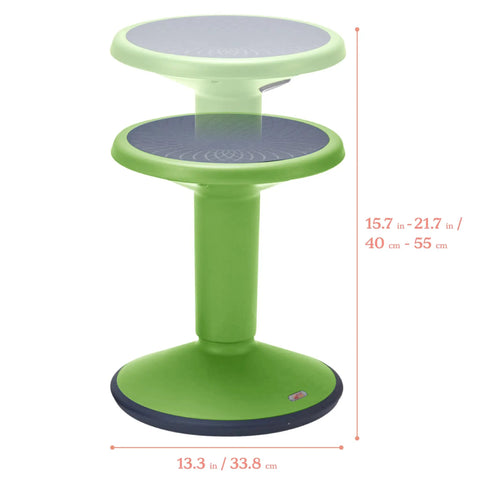 SitWell Wobble Stool With Adjustable Height For Active Seating In Classrooms And Libraries Grassy Green