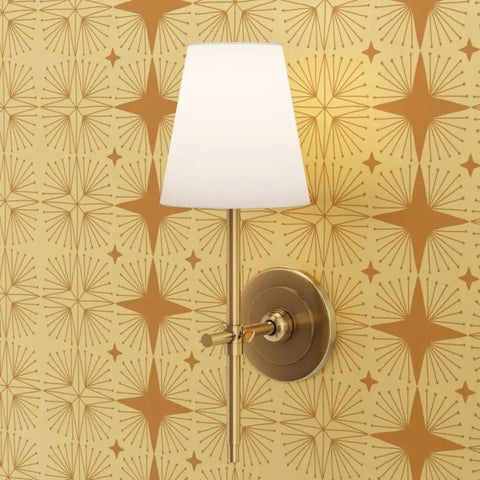 Premium Modern Brown Geometric Gold Metallic Wallpaper With A Hella Chic Fibrous Texture And Fire Resistant Eco Finish For Top Tier Indoor Home Decor Refresh with wall-mounted light.