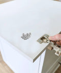Stainless Steel Hex Socket Set Screws 40 Piece Cone Point M5x8mm M6x8mm Allen Head Hardware installed on cabinet hinge
