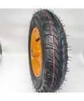 Heavy Duty 14 Inch Pneumatic Tire Wheel Kit With Solid Steel Plate Hub for Carts Dollies and Trailers, side view with tread detail.