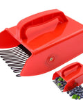 Berry Picker Kit With Metallic Comb And Ergonomic Handle For Easy Hassle Free Harvesting Of Berries Without Crushing Them Or Snags Keeps Hands Safe From Thorns Eco Friendly Garden Tool For Fresh Picks, red plastic with berries