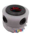 Spiral Bevel Gear B 14T with Screws Replacement for Tajima Embroidery Machines, EF0204040000, 8mm bore size, front view.