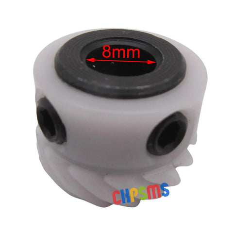 Close-up of 14 Teeth Spiral Bevel Gear for Tajima Embroidery Machines STKN TFGN with 8mm core, part number 506514020047.