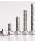 Heavy Duty Stainless M6 Hex Bolts Pack Of 10 With Left Hand Thread 304 A2 Fully Machined Screws displayed in varying heights