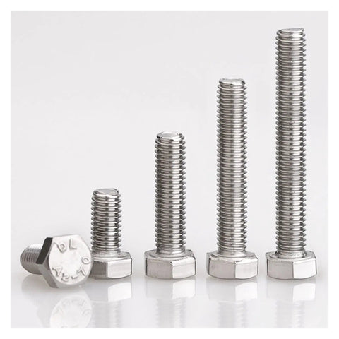 Heavy Duty Stainless M6 Hex Bolts Pack Of 10 With Left Hand Thread 304 A2 Fully Machined Screws displayed in varying heights