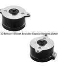 NEMA 14 pancake stepper motor pair for 3D printer, 36mm dia, silver top with black stack, 2-phase 4-wire