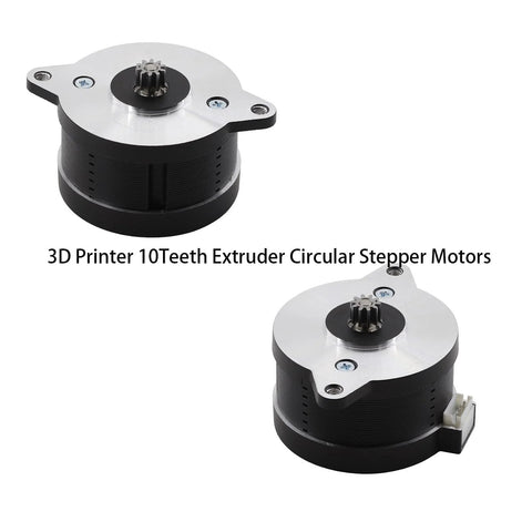NEMA 14 pancake stepper motor pair for 3D printer, 36mm dia, silver top with black stack, 2-phase 4-wire