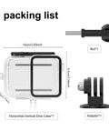 Packaging list of Beefy Underwater Case For Ace Pro 2 Action Camera 45m Waterproof Housing, includes adapter and nut.