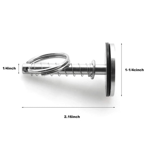 Hatch pull handle, marine-grade stainless steel, side view with spring and hidden pin for boats