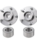 Two Piece Wheel Hub Bearing Assembly Set Compatible With 2011 Through 2015 Hyundai Elantra, 2013 Through 2017 Elantra GT, And 2012 Through 2017 Veloster Replace 510093 Premium Quality Replacement Part showing front view of two wheel hubs and bearings.