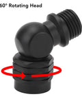 Black Diving Regulator Adapter for Second Stage Connector with 110 Degree Swivel Hose, featuring a 360° rotating head.