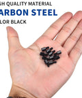 Hand holding black carbon steel standoffs, part of the 400Pcs Computer Screws And Standoffs Kit For Universal Motherboard HDD SSD Hard Drive Fan Power Supply Graphics Card And PC Case Mounts For DIY PC Build And Repair.