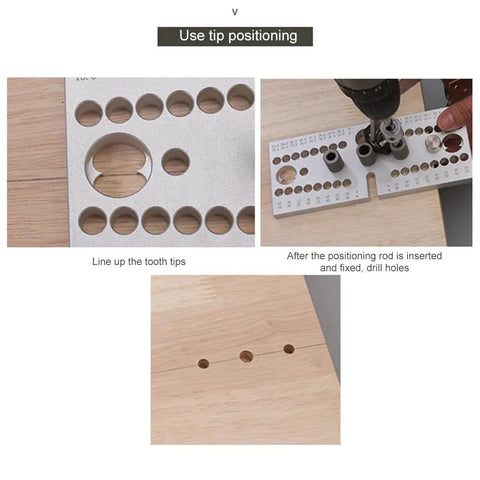 3 In 1 Adjustable Doweling Jig Kit For Woodworking Delivers Dead Nuts Accurate Hole Drilling With Smart Alignment Guides, positioned for usage.
