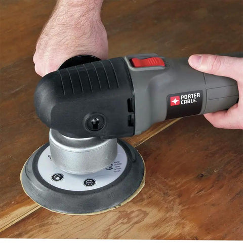 Powerful 4.5 Amp 6 Inch Orbital Sander And Polisher With Variable Speed 2,500 To 6,800 OPM Corded For Swirl Free Sanding in use