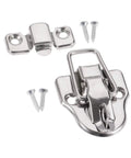 Vintage Style Key Hasp Lock For Jewelry Boxes And Suitcases, Durable Zinc Alloy Hardware with screws, shown in detail.