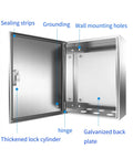 Open Rugged Stainless Steel Junction Box Enclosure For EV Chargers Telecom CCTV And Control Panels Wall Mounted Indoor Outdoor Project Box 800 By 250 By 600 Mm showing interior features